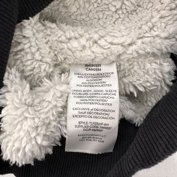 Timberland Kids Sherpa-Lined Black Hoodie Camo Logo Design Zip 8 Small Tree Core - Picture 3 of 9